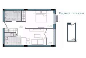 2-к квартира, строящийся дом, 44м2, 2/14 этаж