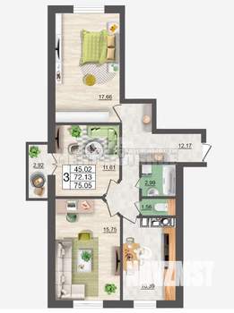 3-к квартира, вторичка, 75м2, 7/10 этаж