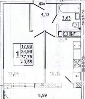 1-к квартира, вторичка, 41м2, 5/10 этаж