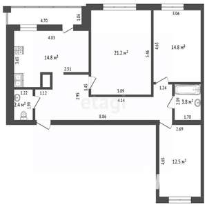 3-к квартира, вторичка, 93м2, 7/9 этаж
