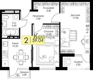 2-к квартира, сданный дом, 59м2, 12/15 этаж