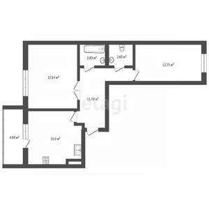 2-к квартира, вторичка, 60м2, 2/9 этаж