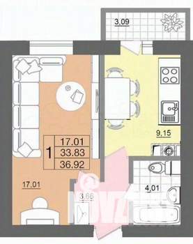 1-к квартира, вторичка, 37м2, 1/5 этаж