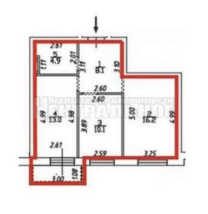 2-к квартира, вторичка, 56м2, 11/16 этаж