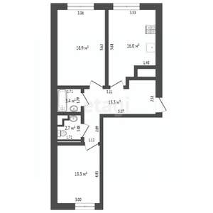 2-к квартира, вторичка, 67м2, 1/10 этаж
