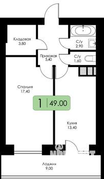 1-к квартира, вторичка, 49м2, 10/10 этаж