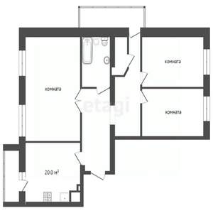 3-к квартира, вторичка, 102м2, 4/6 этаж