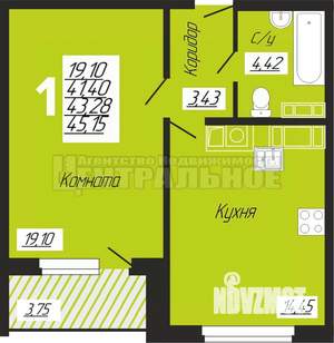 1-к квартира, сданный дом, 45м2, 6/10 этаж