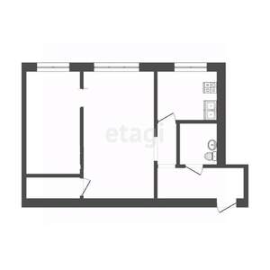2-к квартира, вторичка, 46м2, 3/3 этаж