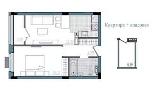 2-к квартира, строящийся дом, 43м2, 13/14 этаж