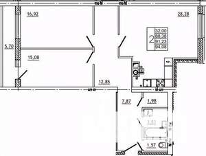 2-к квартира, вторичка, 95м2, 1/10 этаж