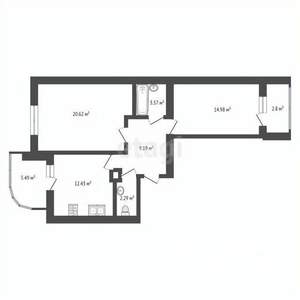 2-к квартира, сданный дом, 71м2, 6/10 этаж