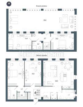 4-к квартира, вторичка, 206м2, 16/16 этаж