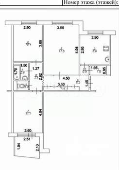 3-к квартира, вторичка, 68м2, 1/9 этаж