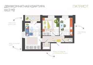 2-к квартира, вторичка, 66м2, 6/10 этаж