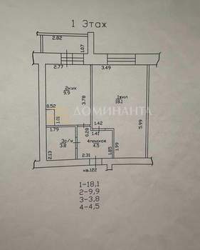 1-к квартира, вторичка, 40м2, 1/10 этаж