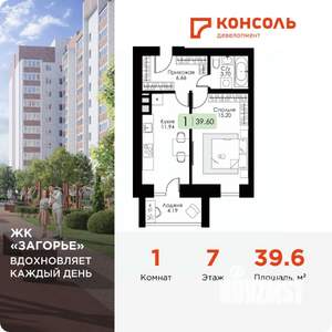 1-к квартира, вторичка, 40м2, 7/10 этаж