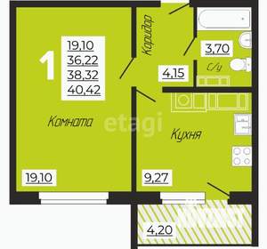 1-к квартира, вторичка, 40м2, 10/10 этаж