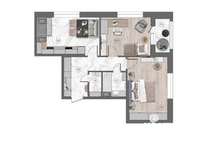 2-к квартира, строящийся дом, 61м2, 4/10 этаж