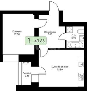 1-к квартира, вторичка, 41м2, 8/11 этаж