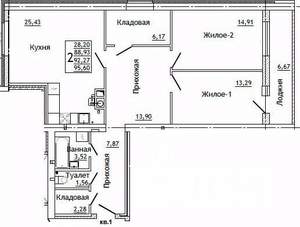 2-к квартира, строящийся дом, 96м2, 1/10 этаж