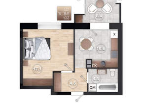 1-к квартира, вторичка, 43м2, 3/4 этаж