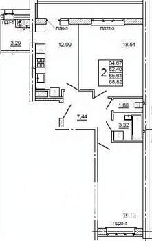 2-к квартира, вторичка, 69м2, 4/10 этаж