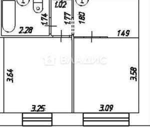 2-к квартира, вторичка, 34м2, 3/9 этаж