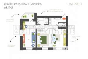 2-к квартира, вторичка, 68м2, 10/10 этаж