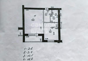 1-к квартира, вторичка, 34м2, 3/3 этаж