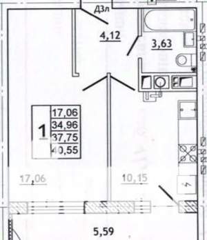 1-к квартира, вторичка, 41м2, 10/10 этаж