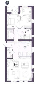 3-к квартира, вторичка, 111м2, 6/16 этаж