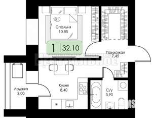 1-к квартира, вторичка, 32м2, 10/10 этаж