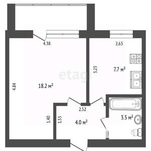 1-к квартира, вторичка, 33м2, 4/5 этаж