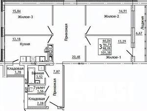 3-к квартира, строящийся дом, 102м2, 5/10 этаж