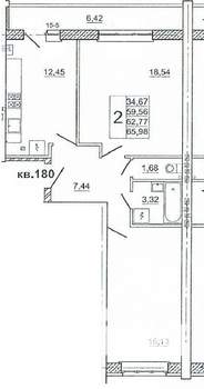 2-к квартира, вторичка, 67м2, 1/10 этаж