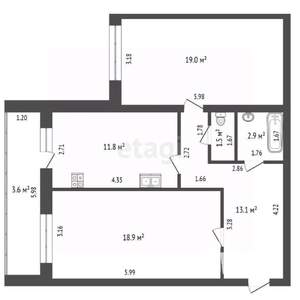 2-к квартира, вторичка, 68м2, 4/10 этаж