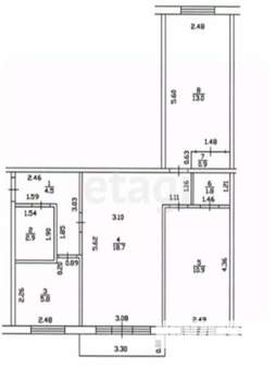 3-к квартира, вторичка, 62м2, 4/4 этаж