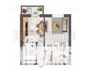 1-к квартира, вторичка, 36м2, 4/10 этаж
