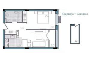 2-к квартира, строящийся дом, 44м2, 10/14 этаж