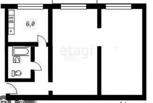 2-к квартира, вторичка, 45м2, 1/5 этаж