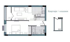 2-к квартира, строящийся дом, 43м2, 6/14 этаж