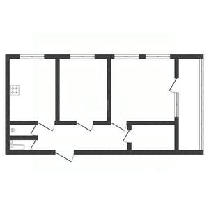 2-к квартира, вторичка, 59м2, 1/12 этаж