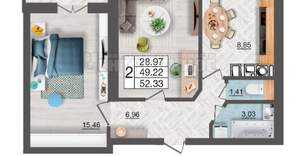 2-к квартира, вторичка, 52м2, 5/10 этаж