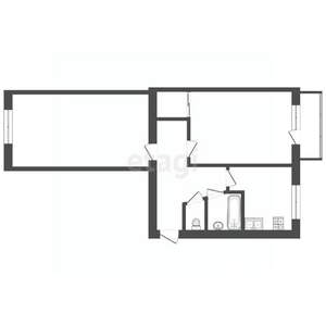 2-к квартира, вторичка, 44м2, 1/5 этаж