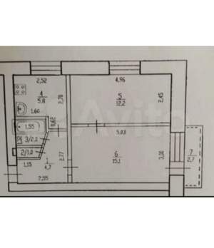 2-к квартира, вторичка, 45м2, 4/5 этаж