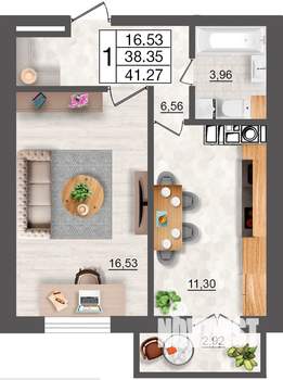 1-к квартира, строящийся дом, 41м2, 5/10 этаж