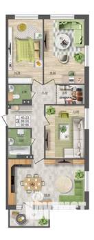 3-к квартира, строящийся дом, 93м2, 2/18 этаж