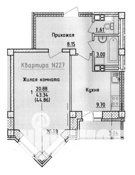 1-к квартира, строящийся дом, 45м2, 7/13 этаж