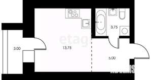 Студия квартира, вторичка, 24м2, 3/11 этаж